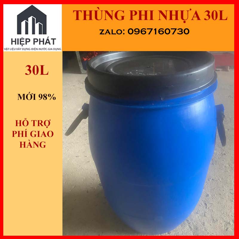 thùng phi nhựa 30 lít cũ, kích thước 25x52cm