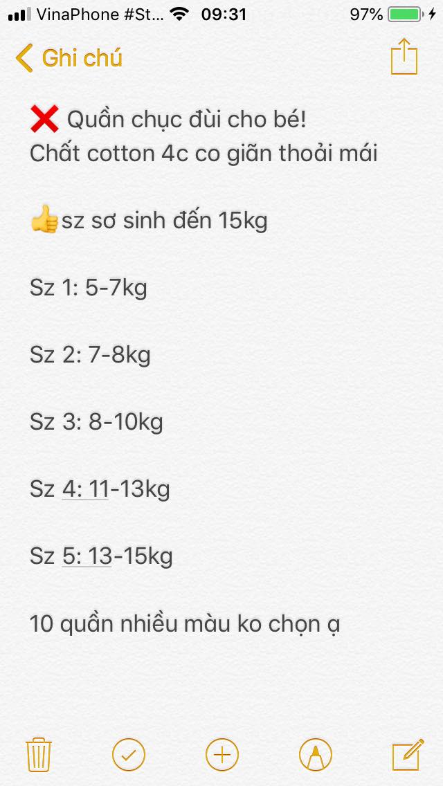 Sét 5 chiếc quần chục đùi cho bé trai/ gái 5-20kg (VUI LÒNG ĐẶT ĐÚNG SIZE)