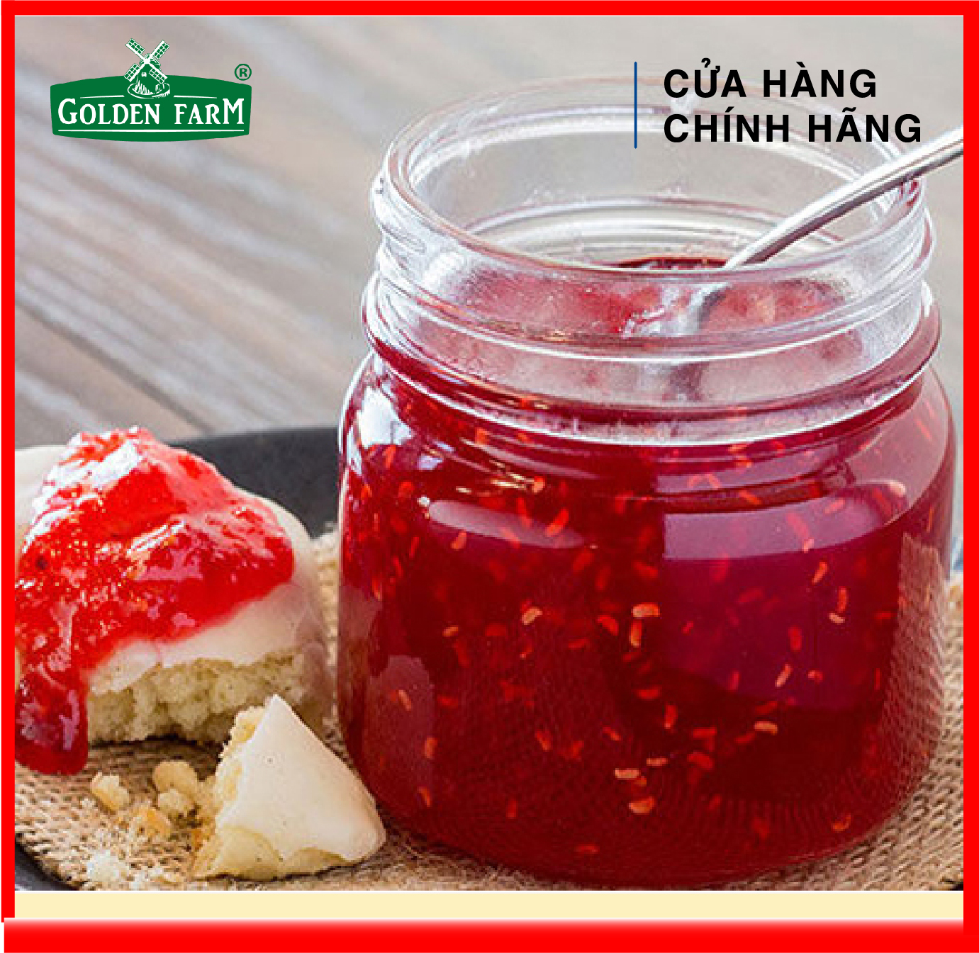 [HOÀN TIỀN MAX 10%][ HÀNG CÔNG TY ] Mứt Phúc Bồn Tử Cao Cấp Golden Farm - Raspberry Jam