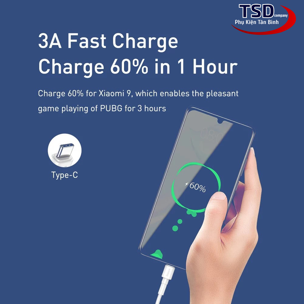 Cáp Sạc Nhanh Siêu Bền Baseus Mini White Dùng Cho Smartphone Tablet ( Quick Charging & Sync Data TPE Cable )