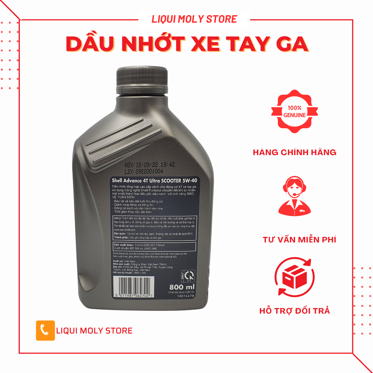 COMBO NHỚT SHELL ADVANCE ULTRA SCOOTER VÀ NHỚT LÁP SHELL THÁI LAN