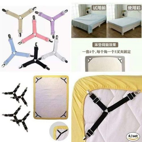 Bộ 4 kẹp 4 góc giường, kẹp ga giường chống xê dịch ga đệm
