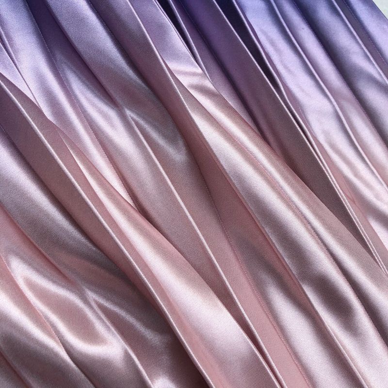 Chân Váy Midi Lưng Cao Bằng Lụa Satin Màu Gradient Thời Trang Cho Nữ