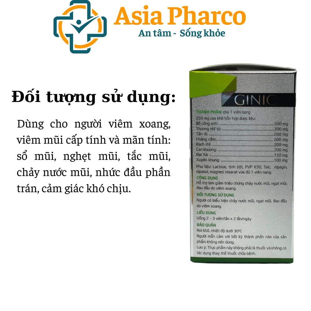 [HCM]Thông xoang ginic lọ 50 viên nang