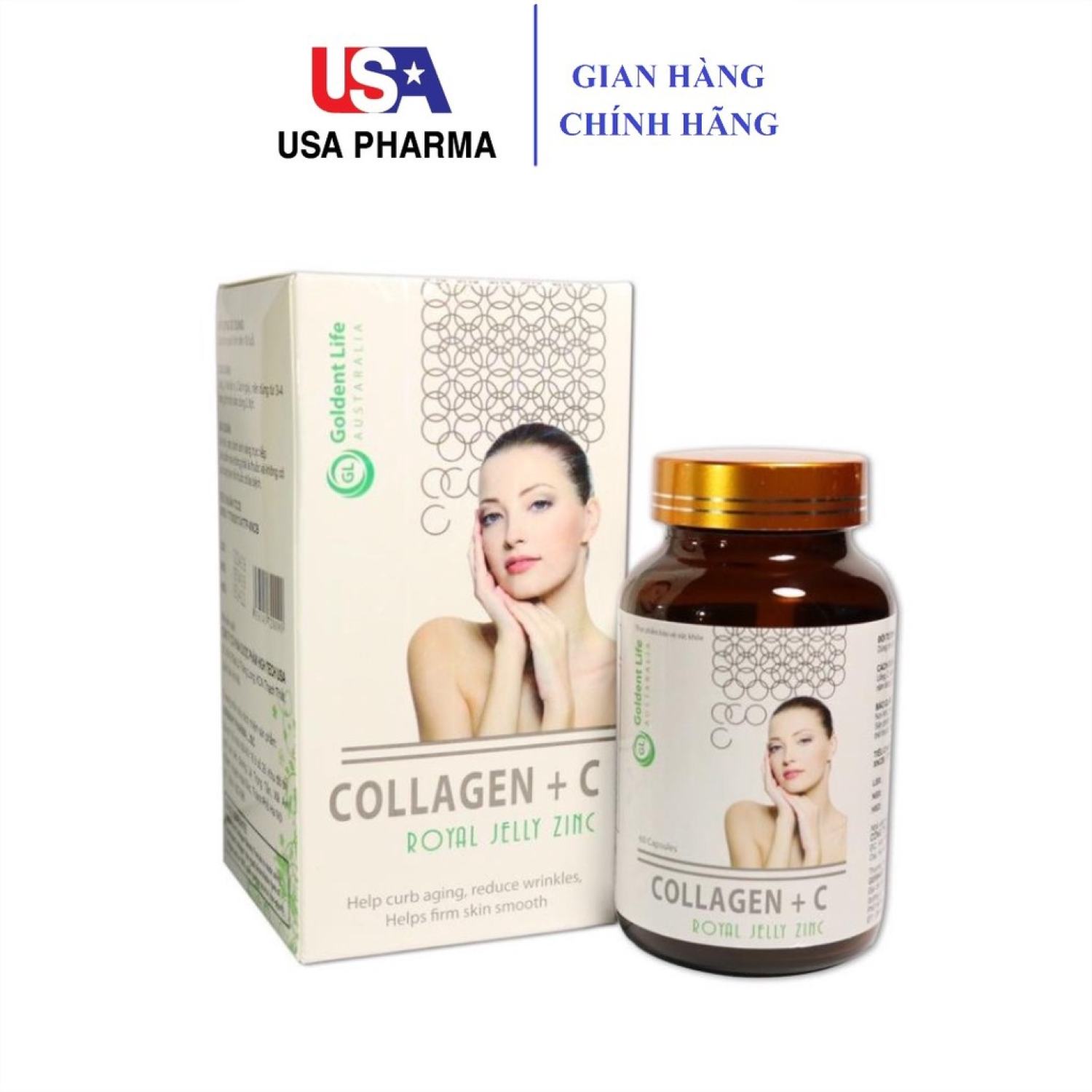Viên uống đẹp da sáng da collagen + c royal jelly zinc lọ 60 viên