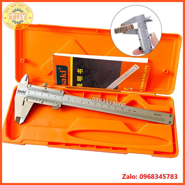 Thước cặp cơ khí Inox 0-150mm Asaki AK-0120, độ chính xác cao (Thước kẹp cơ Asaki), Chất liệu Inox cao cấp, chống ăn mòn, không gỉ sét, Thước kẹp cơ Asaki
