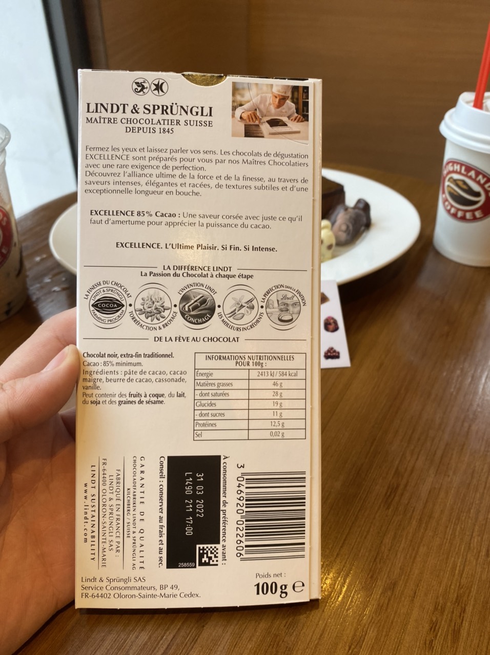 Socola đen 85% cacao 100g - Chocolate Lindt Excellence Noir 85 (Sô cô la nhập khẩu Pháp)