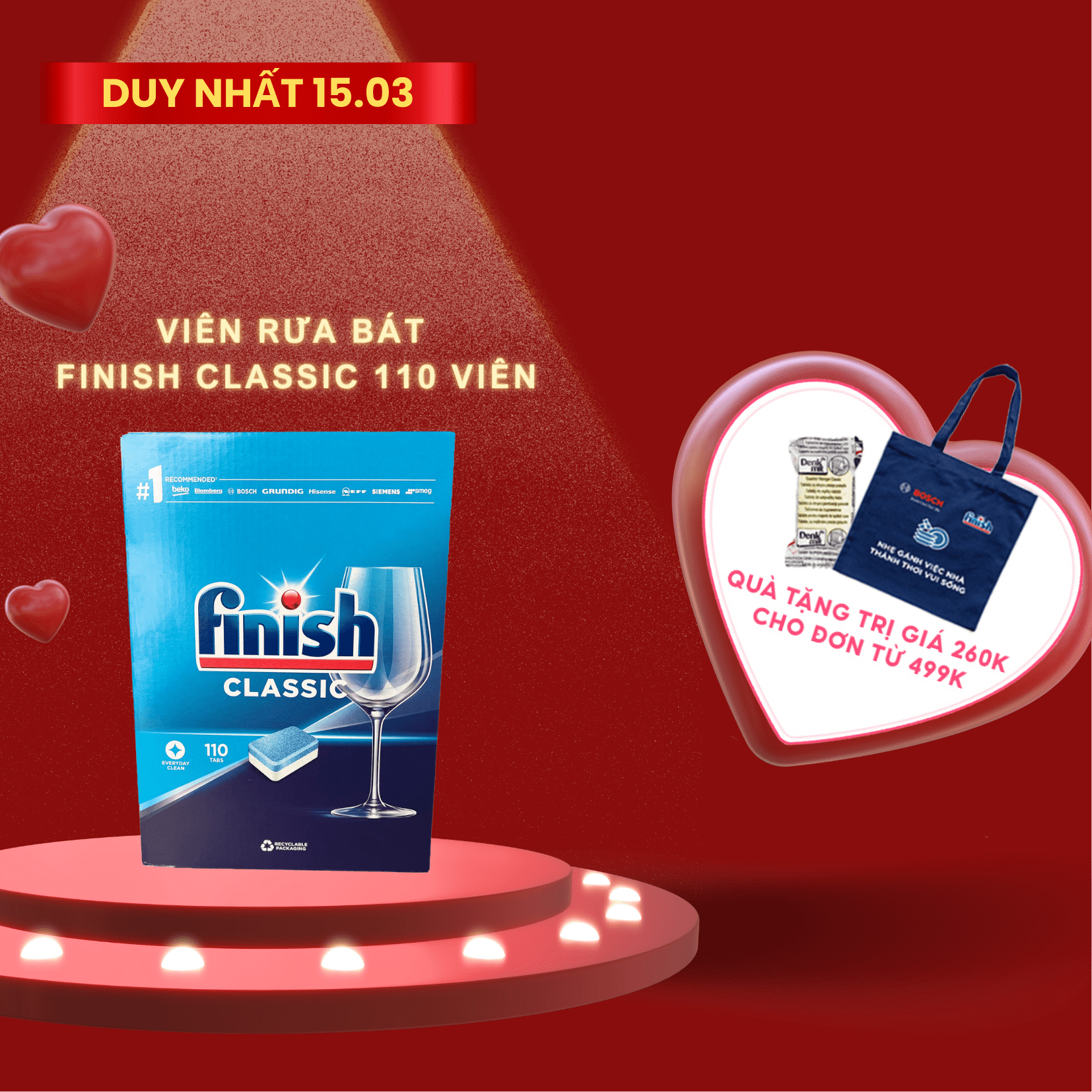 Viên rửa chén bát Finish Classic PowerBall 110 viên [2 chức năng]