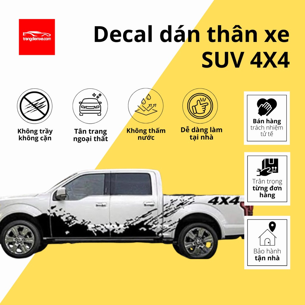 Decal dán suv 4x4 đầy cá tính tem dán xe cool ngầu trangdiemxe