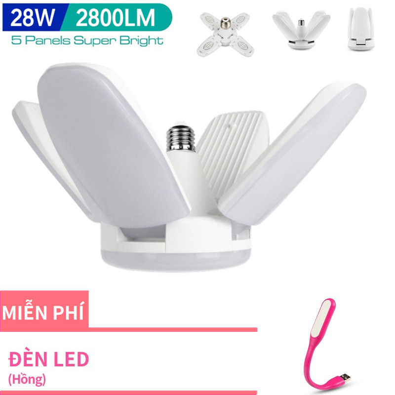 Bóng đèn led cánh quạt xếp ánh sáng trắng - bóng đèn led hình 4 cánh quạt 28w siêu sáng