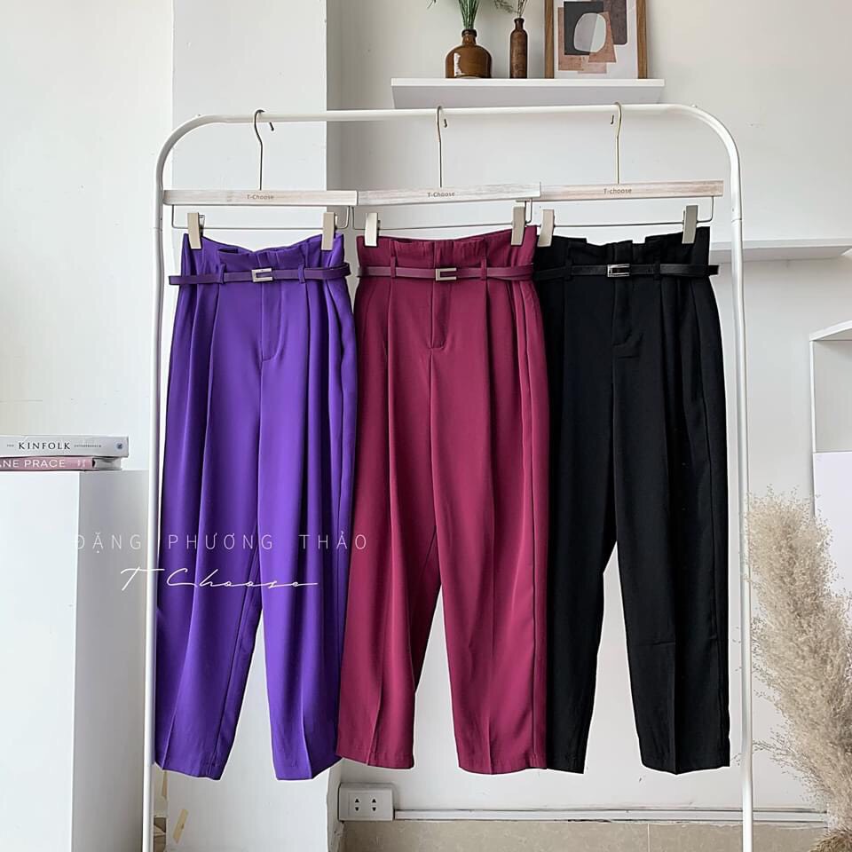 QUẦN BAGGY MÀU KÈM NỊT LƯNG CAO SNU
