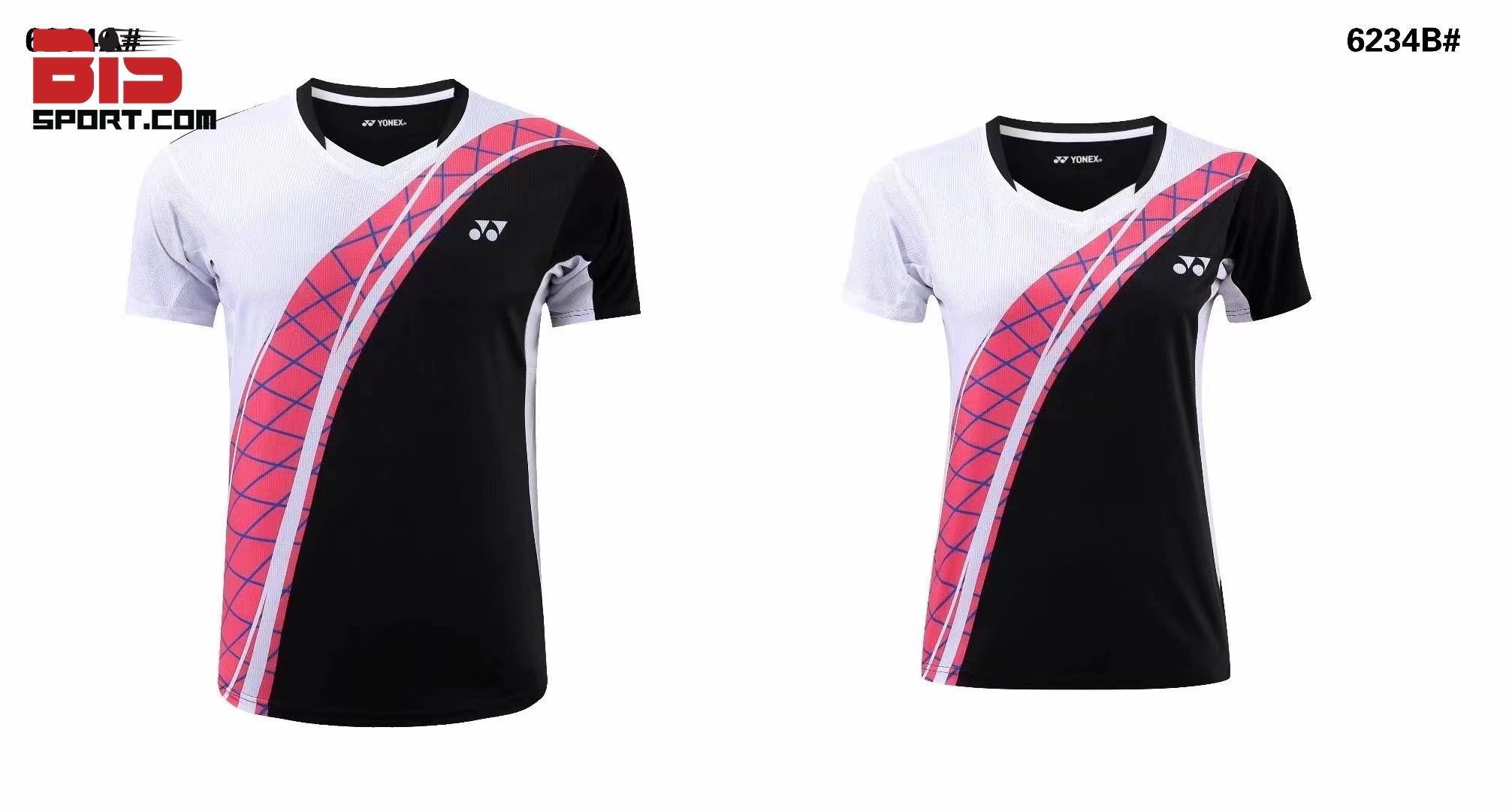 Áo Cầu Lông Yonex Chính Hãng 6234A Trắng Hồng Đen - Vải Mát , Ôm From Chuẩn ( Nam , Nữ )