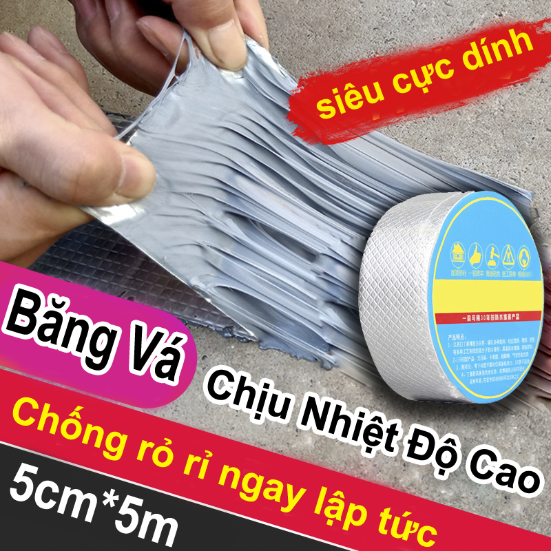 Băng Keo Chống Dột Màng Nhôm, Vá rỉ ống nước, tường nứt, Siêu Dính, bản 5cm dài 5 mét