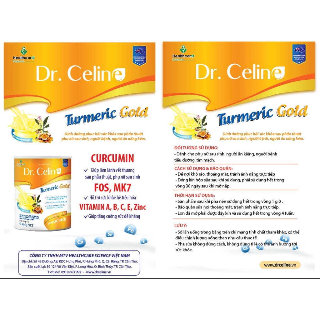 Sữa Nghệ Dr Celine Turmeric Gold 400g