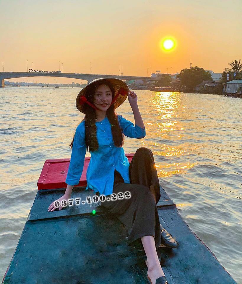 Mẫu bà ba G04 Đồ lam đi chùa