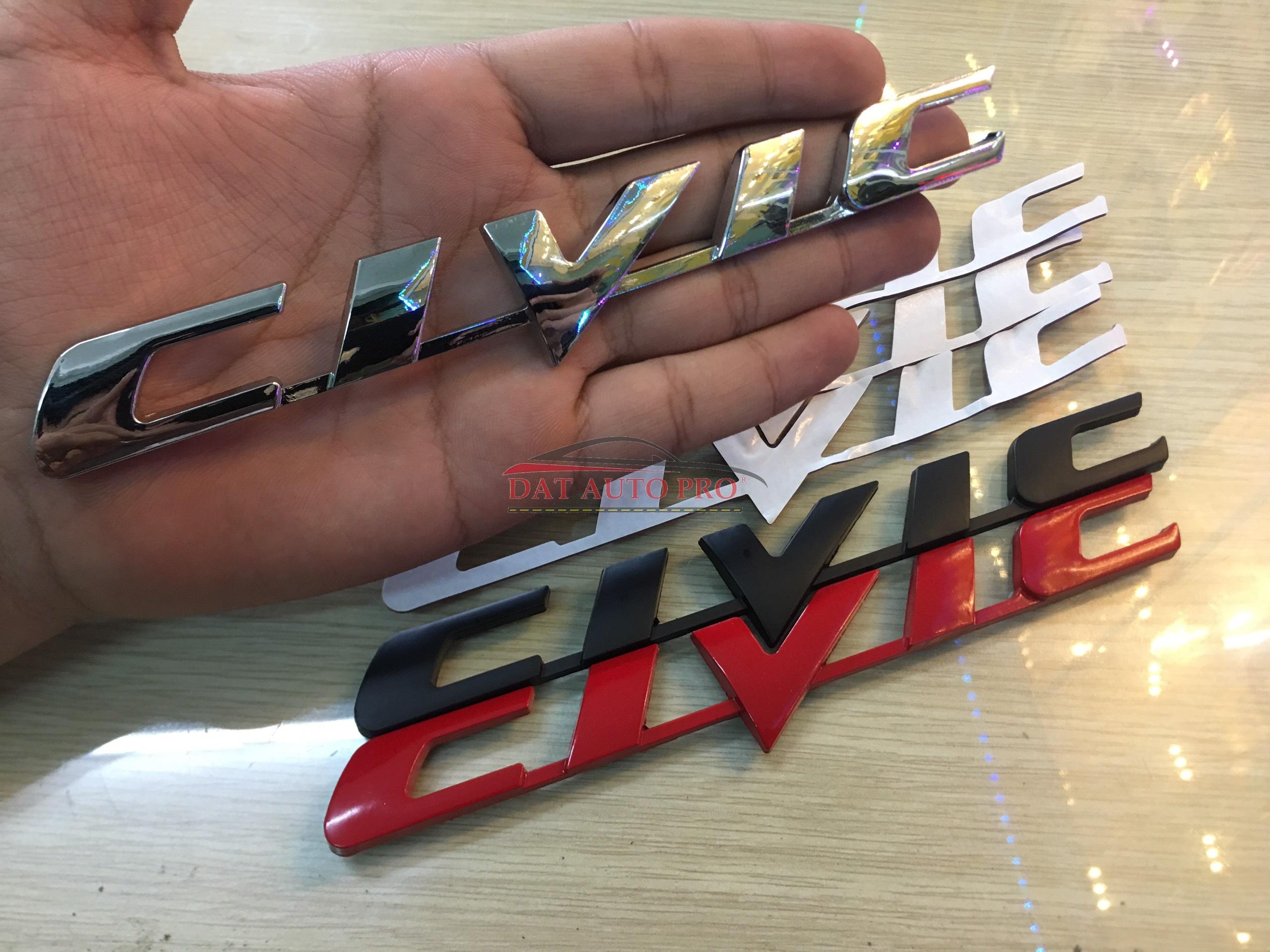 Tem 3D KIM LOẠI CIVIC Màu đen Cho oto...