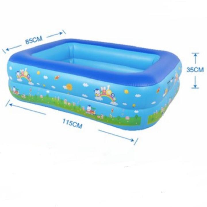 Bể bơi cho bé hình chữ nhật 2 tầng 1M2 đáy dày tặng kèm bộ vá bể