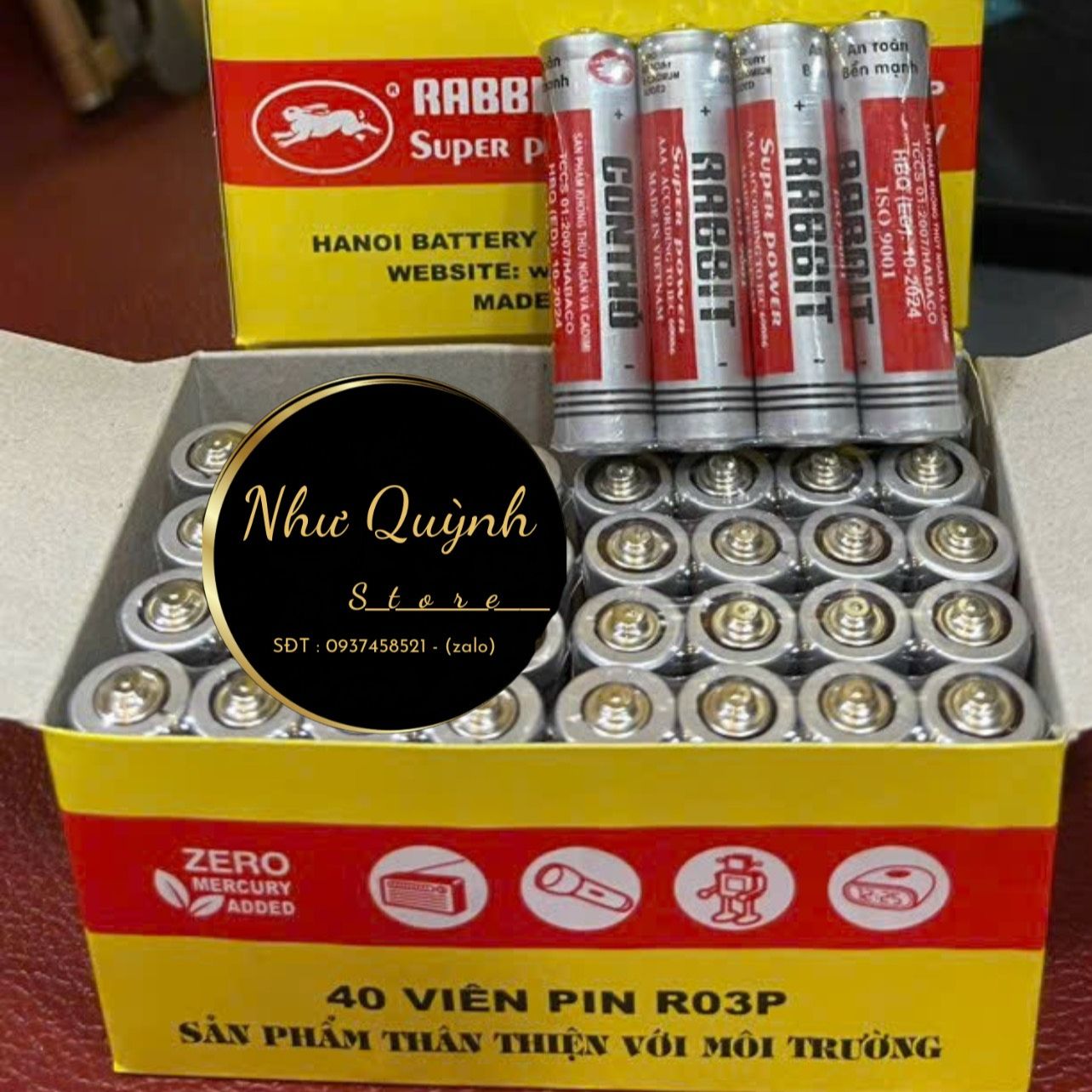 Combo vỉ 4 viên Pin con thỏ AAA 1.5V . Pin 3A