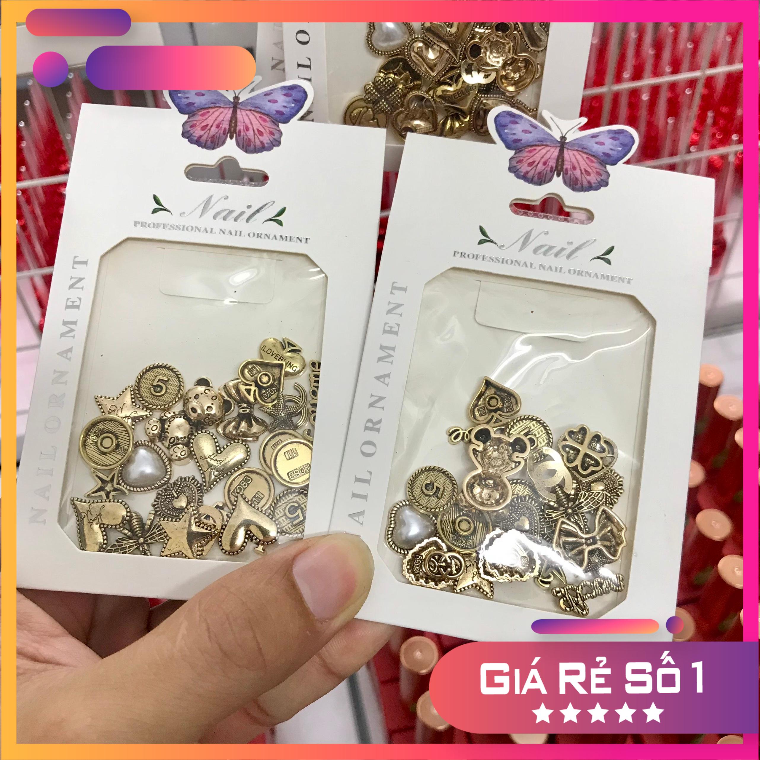 Charm thép đính móng mix đủ loại - Gấu - Tim - Nơ