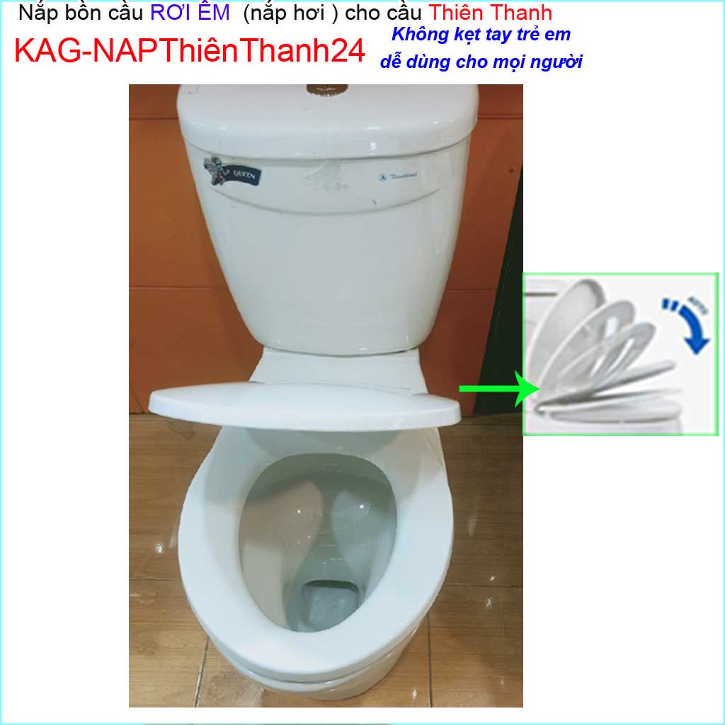 [HCM]Nắp êm bồn cầu Thiên Thanh KAG-NAP24 nắp rơi êm bồn cầu nắp hơi bàn cầu màu trắng nắp êm nhựa dày bóng loại tốt