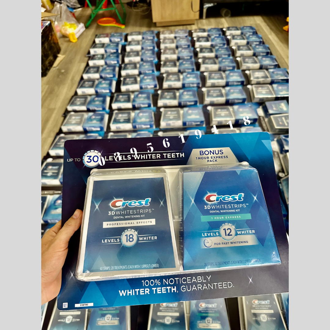 [Nhập RAISINGSTAR18, giảm 30k cho đơn 99k]Combo trắng răng Miếng dán trắng răng Crest Professional + Kem đánh răng Crest 3D (7 ngày)