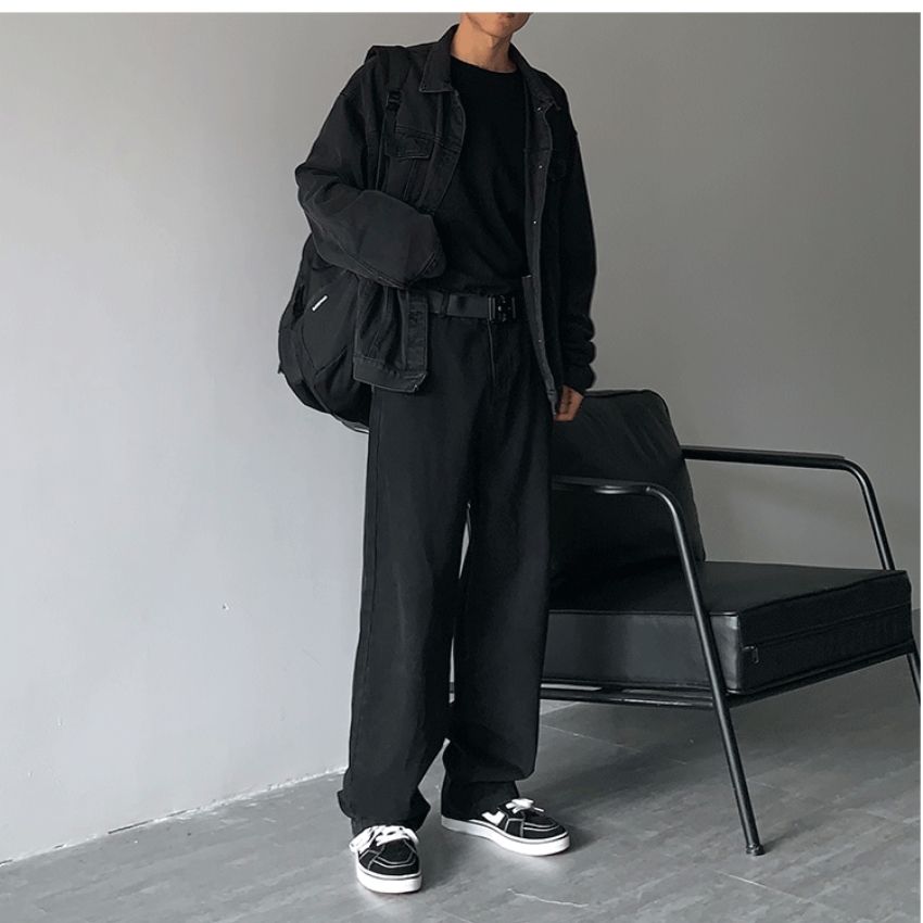 Quần Kaki ANYOUNG trắng đen form rộng
