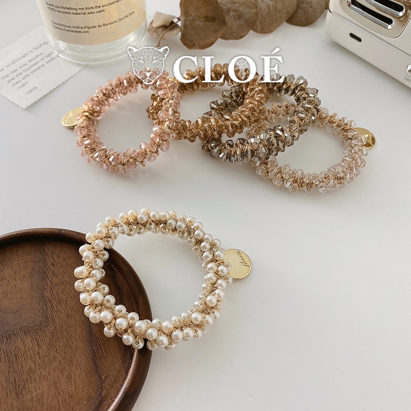 Dây cột tóc nữ đính đá pha lê lấp lánh phong cách Hàn Quốc phụ kiện tóc Cloe Accessories