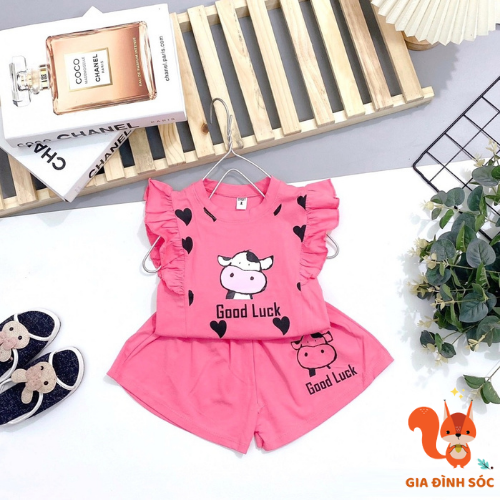 Bộ quần áo hình con bò GOOD LUCK