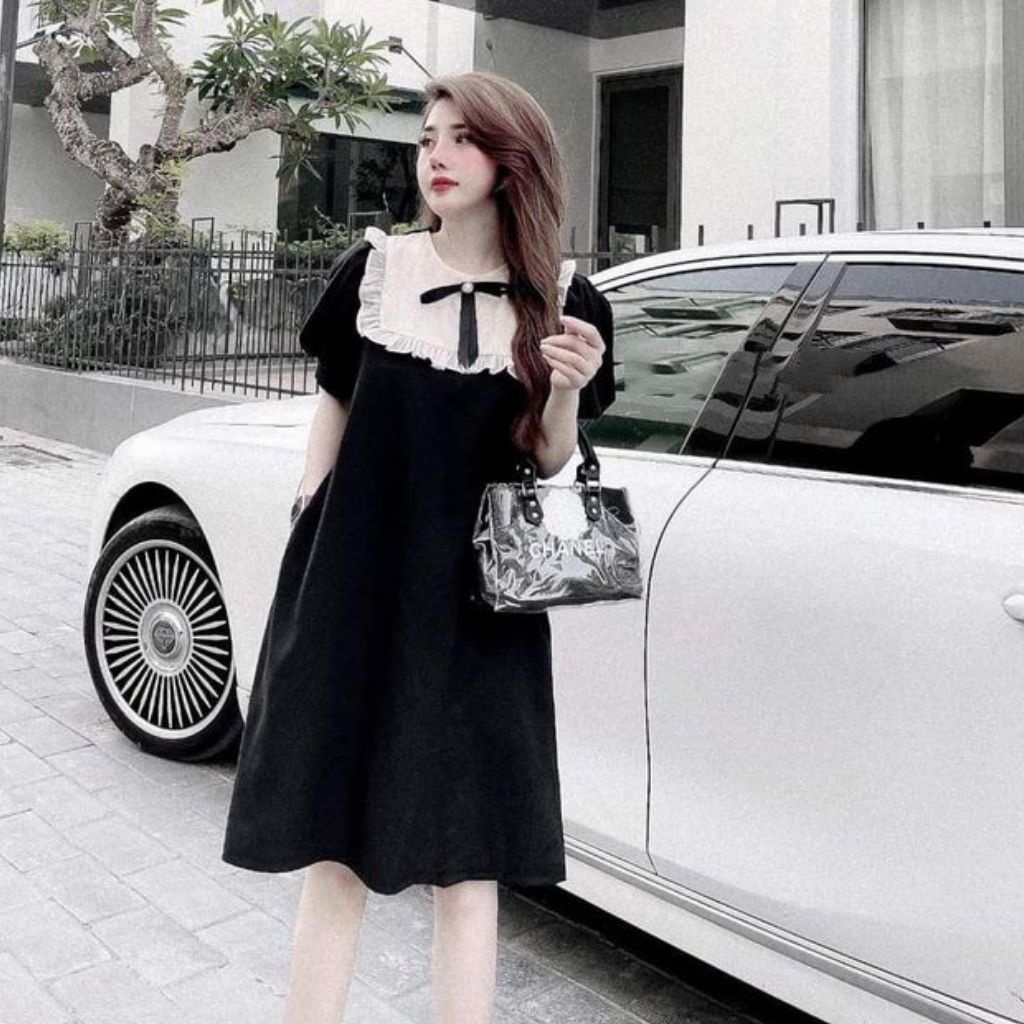 [FREESHIPMAX] Váy bầu thời trang công sở mùa hè chất đẹp - đầm bầu đẹp dáng suông mầu đen