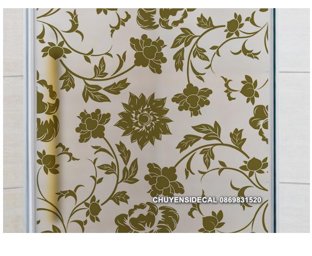 [HCM]Decal Dán Kính Cao Cấp - Hoa văn Cúc Xanh Rêu( 60x58cm )-DK7083