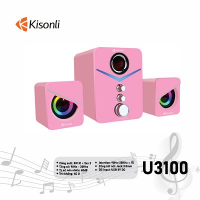 Loa 2.1 Kisonli U-3100 Pink LED