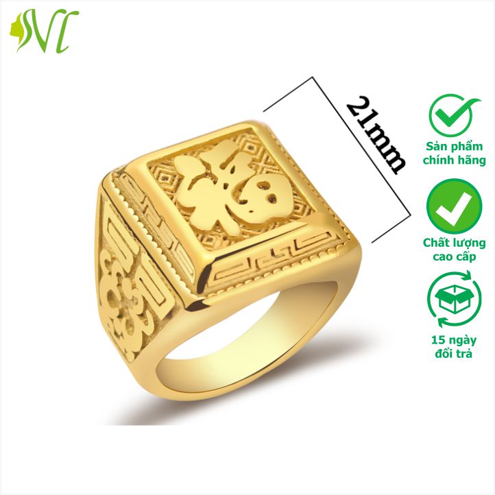Nhẫn nam chữ phước mặt to đẹp, hàng bao đep bán chạy, hãy chọn cho mình 1 chiếc về đeo, xuất xứ: Việt Nam