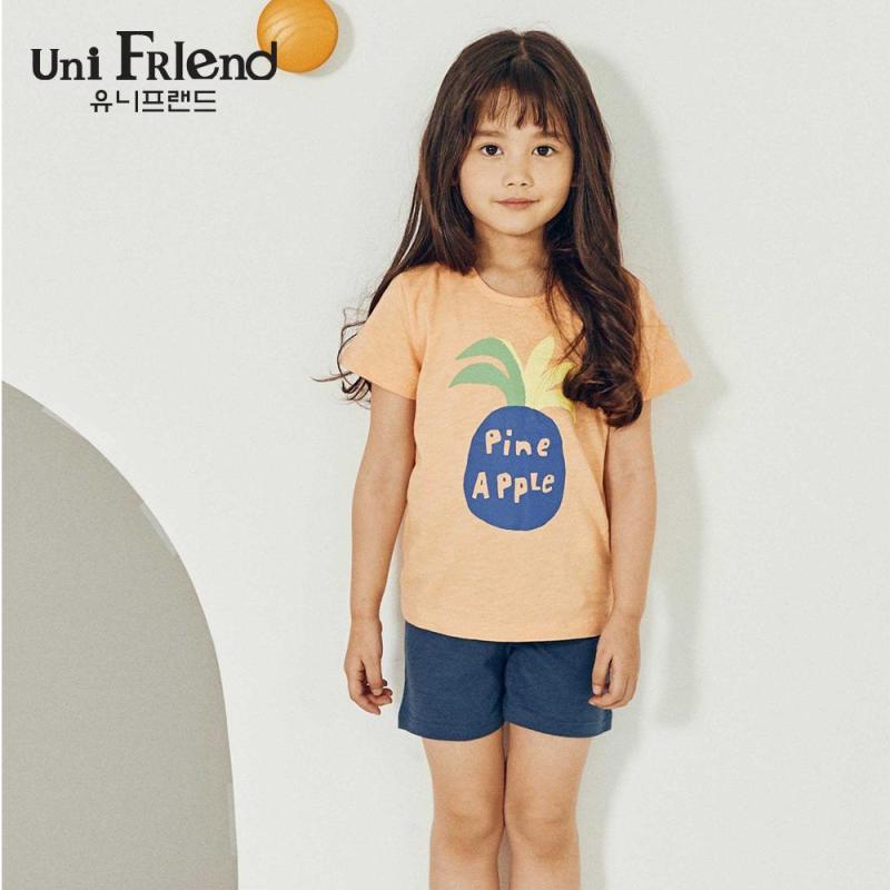 Nơi bán Đồ bộ mặc nhà bé gái Unifriend thun lửng hoạ tiết trái thơm U9SSTS06