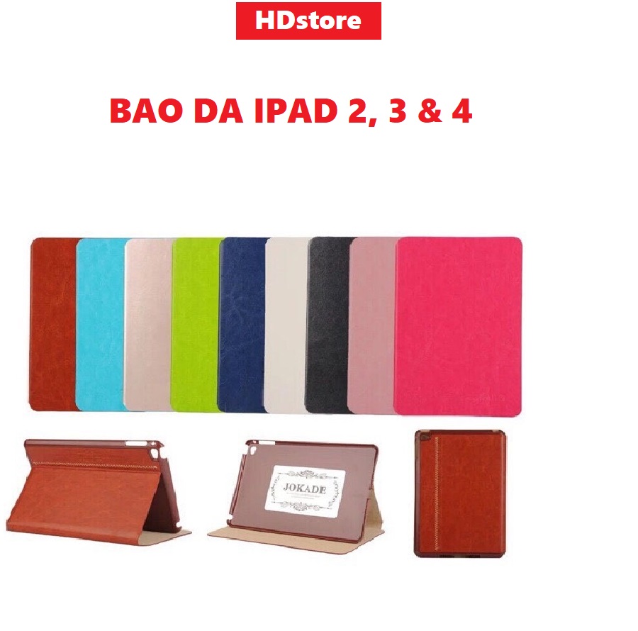 bao da kaku / Kuke cho ipad 2 ipad 3 ipad 4  tích hợp chân đế, từ tính tắt mở cảm ứng máy giá rẻ