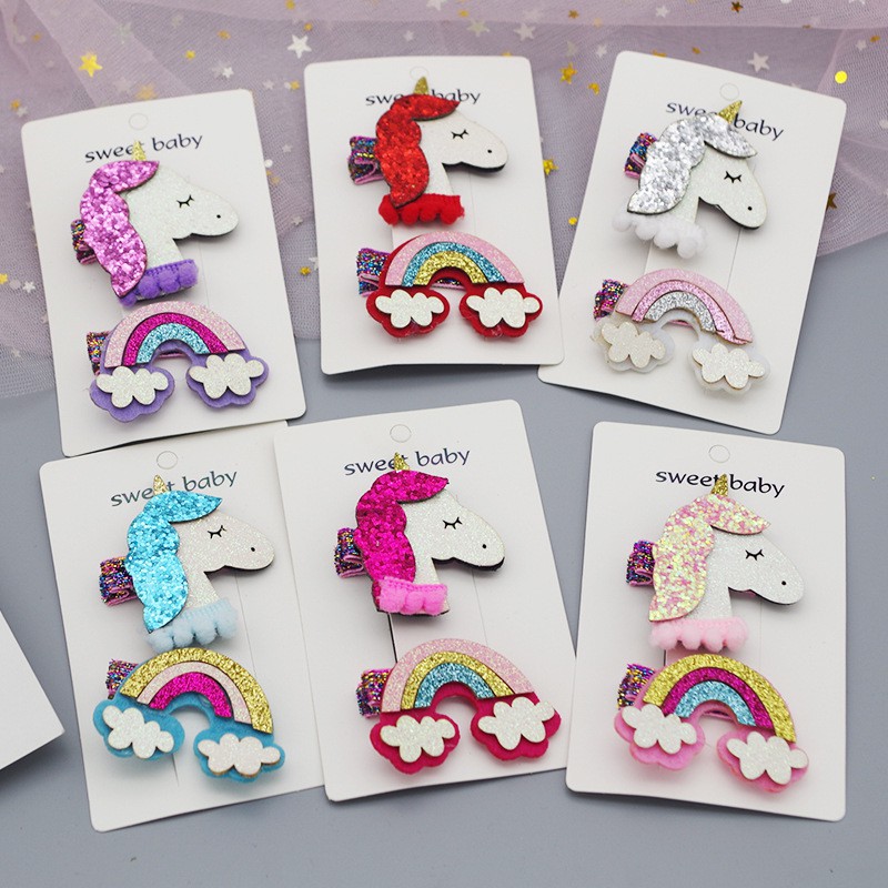 Set kẹp tóc hình kỳ lân lingling đáng yêu cho bé