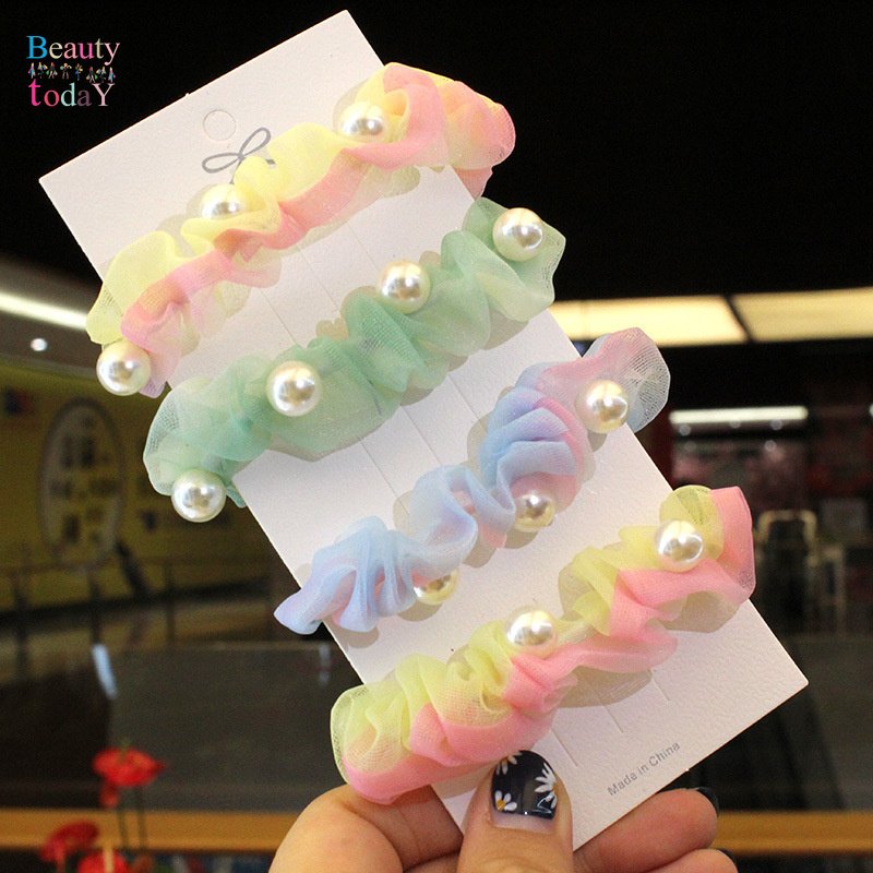 COMBO 03 CỘT TÓC SCRUNCHIES VOAN RAINBOW MIX NGỌC