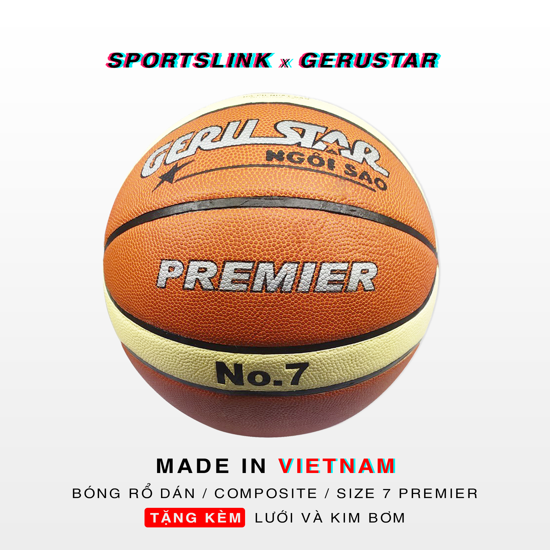 Bóng rổ Gerustar Size 7 PU 2M Premier - Dán