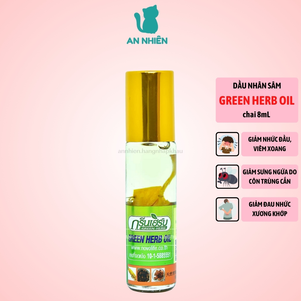Dầu nhân sâm Ginseng Green Herb Oil 8ml Thái Lan