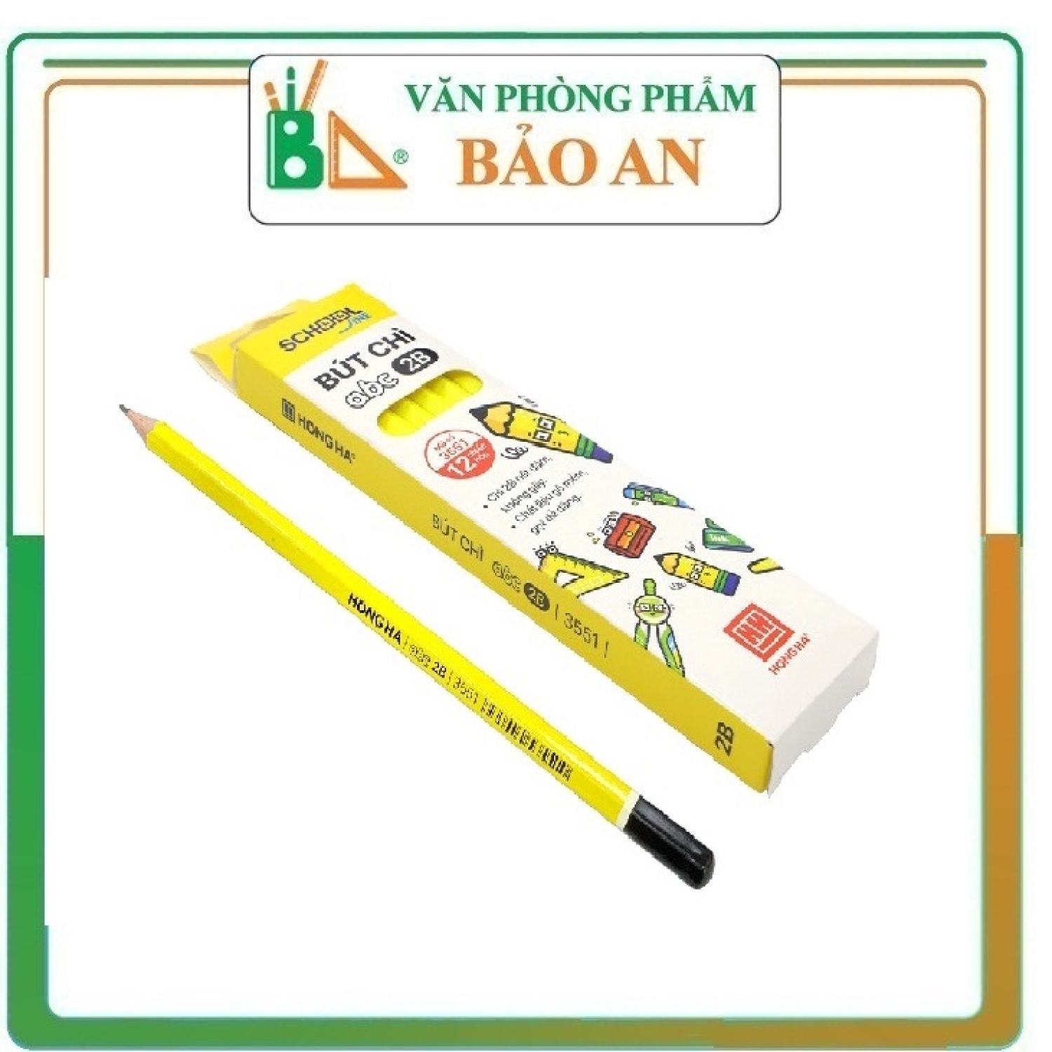 Bút chì gỗ 2b hồng hà - 3551 , nét chì đậm , dễ dàng tẩy sạch