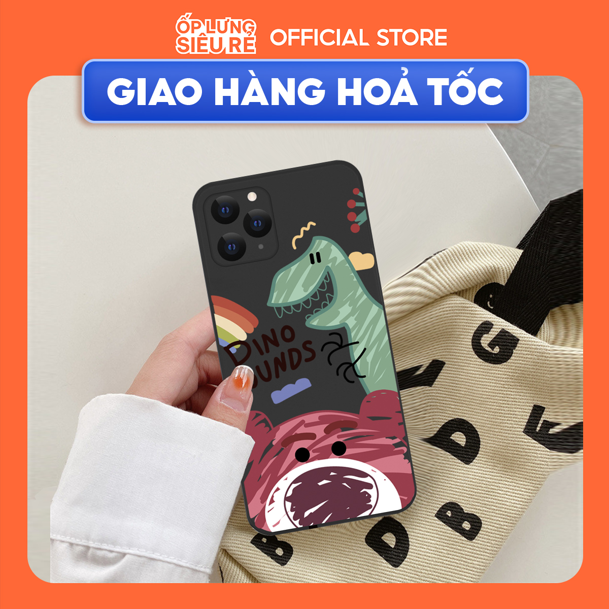 Ốp lưng oppo a1k/a3s/a54/a94/f9/ ....dẻo cạnh vuông bảo vệ camera hình dino sounds