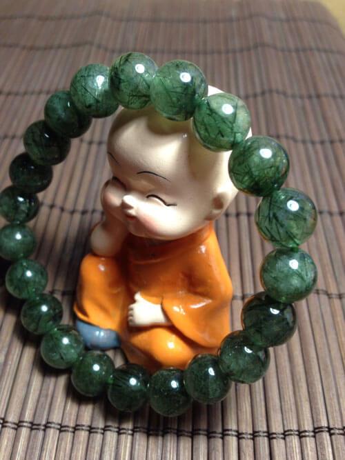 VÒNG TAY THẠCH ANH TÓC XANH 10LY- HÀNG VIP