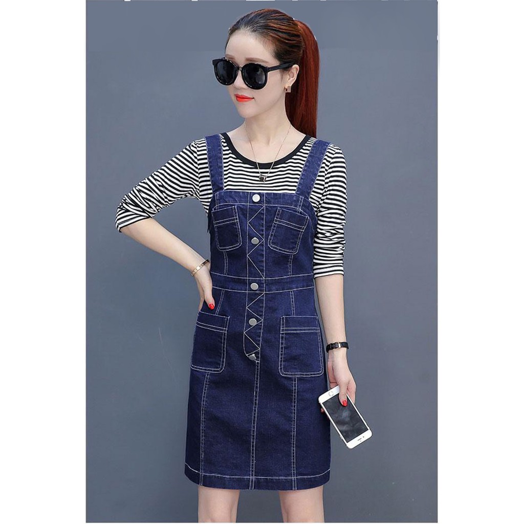 Đầm Yếm Jean Nữ Duyên Dáng