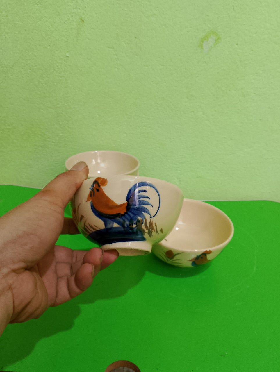 combo 10 chén cơm vẽ con gà ( loại thường sành )