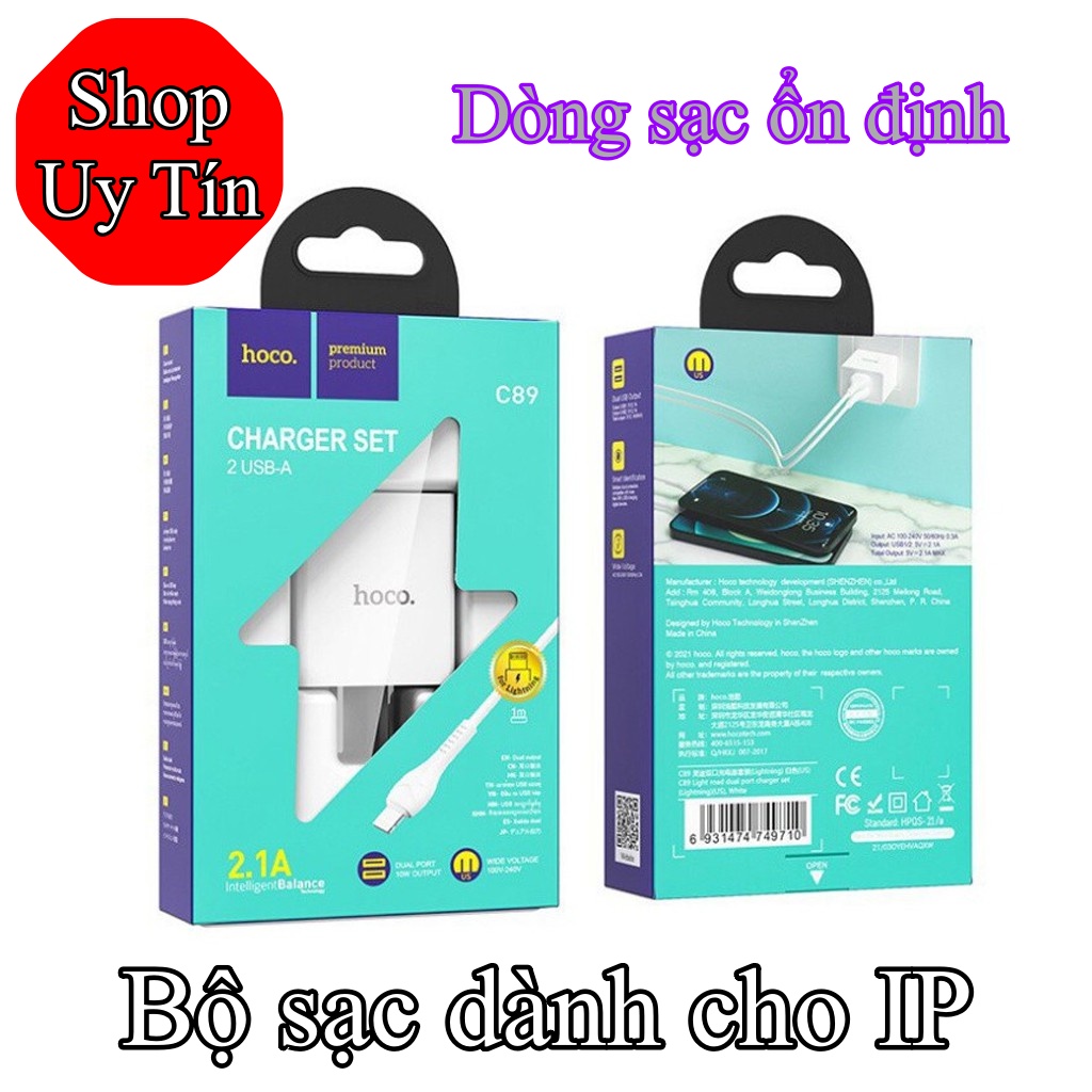 Bộ sạc HOCO chính hãng C89 (Lightning,TypeC, Micro)