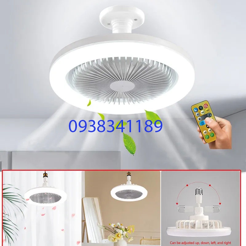 Quạt trần e27 2 trong 1 đèn led 24w hẹn giờ 2400lm có quạt làm mát cho nhà ở / văn phòng / phòng ngủ