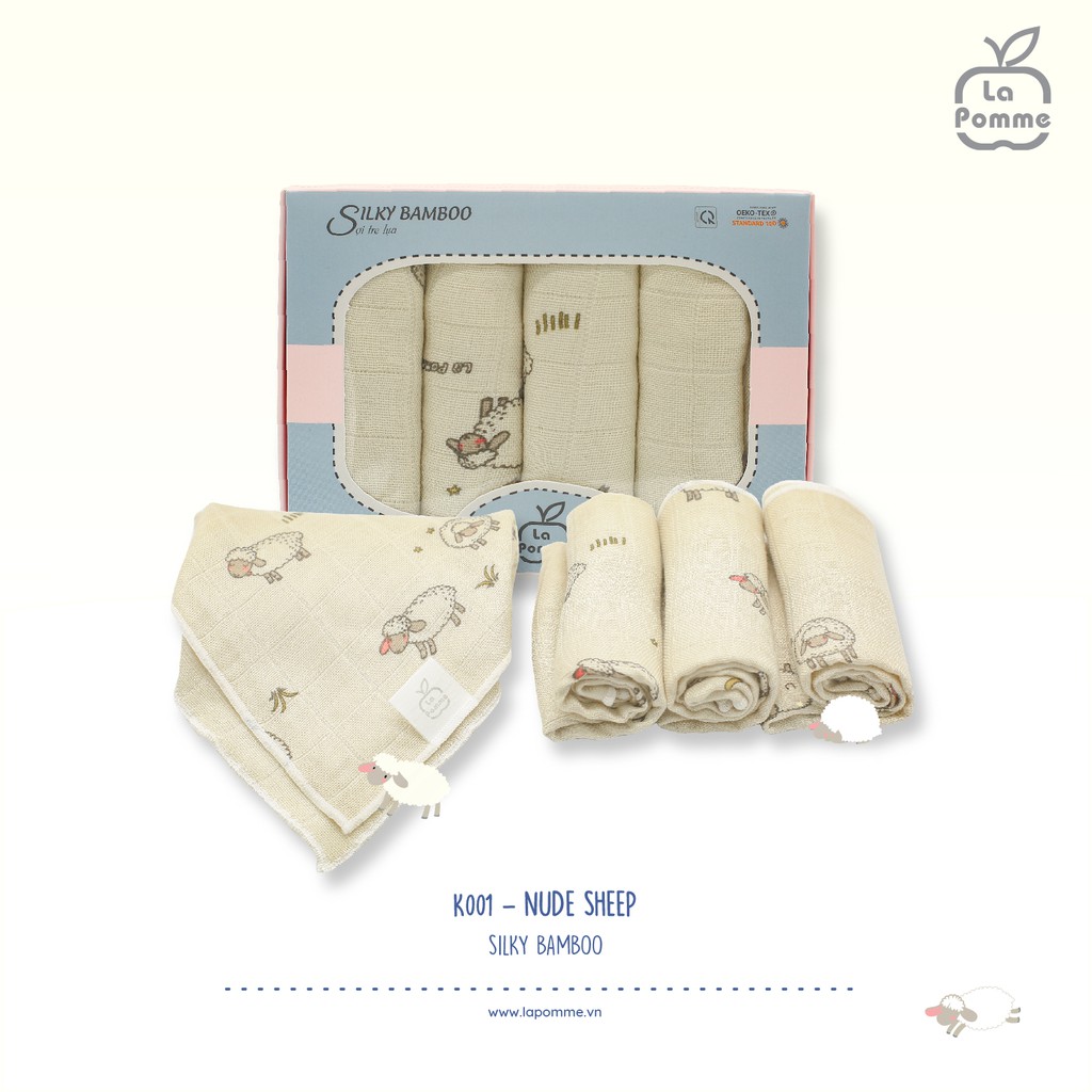 K001 Set 5 Khăn sữa sợi tre lụa (30x30cm) La pomme