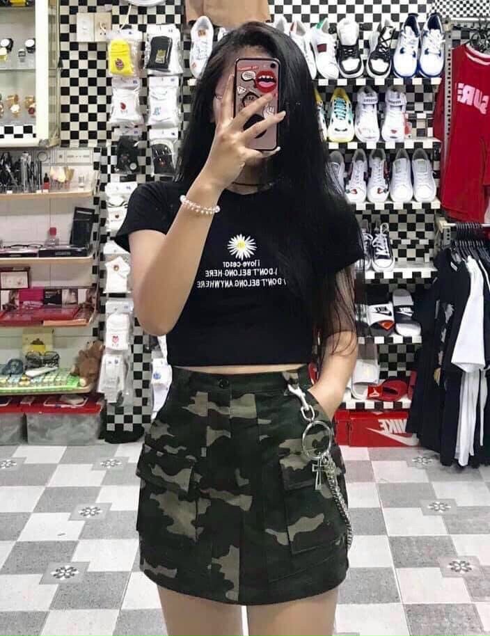 [HCM]Áo croptop thêu hoa cúc