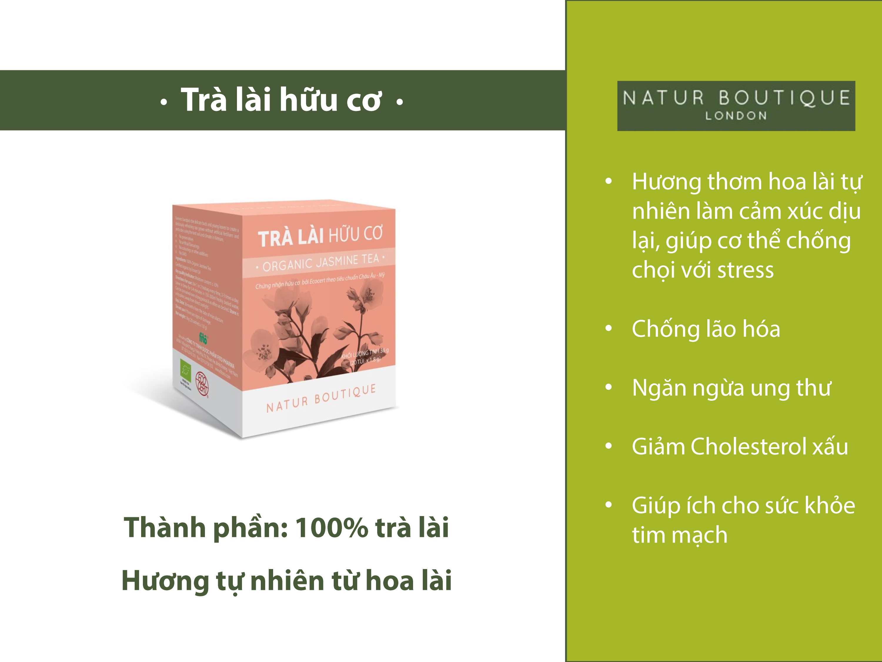 [HCM]Trà lài hữu cơ20 túi lọc (Organic Jasmine Tea)