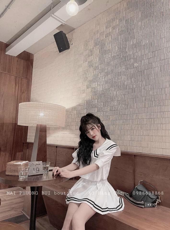 sét áo sơ mi thuỷ thủ mix chân váy
