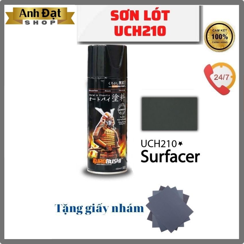 Màu xám, sơn lót uch210*, dung tích 400ml, anh đạt shop
